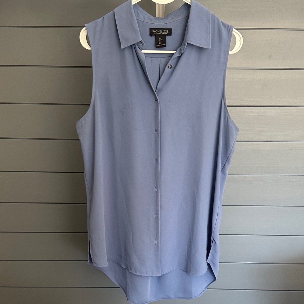Rachel Zoe Slate Blue ButtonupSleeveless Blouse